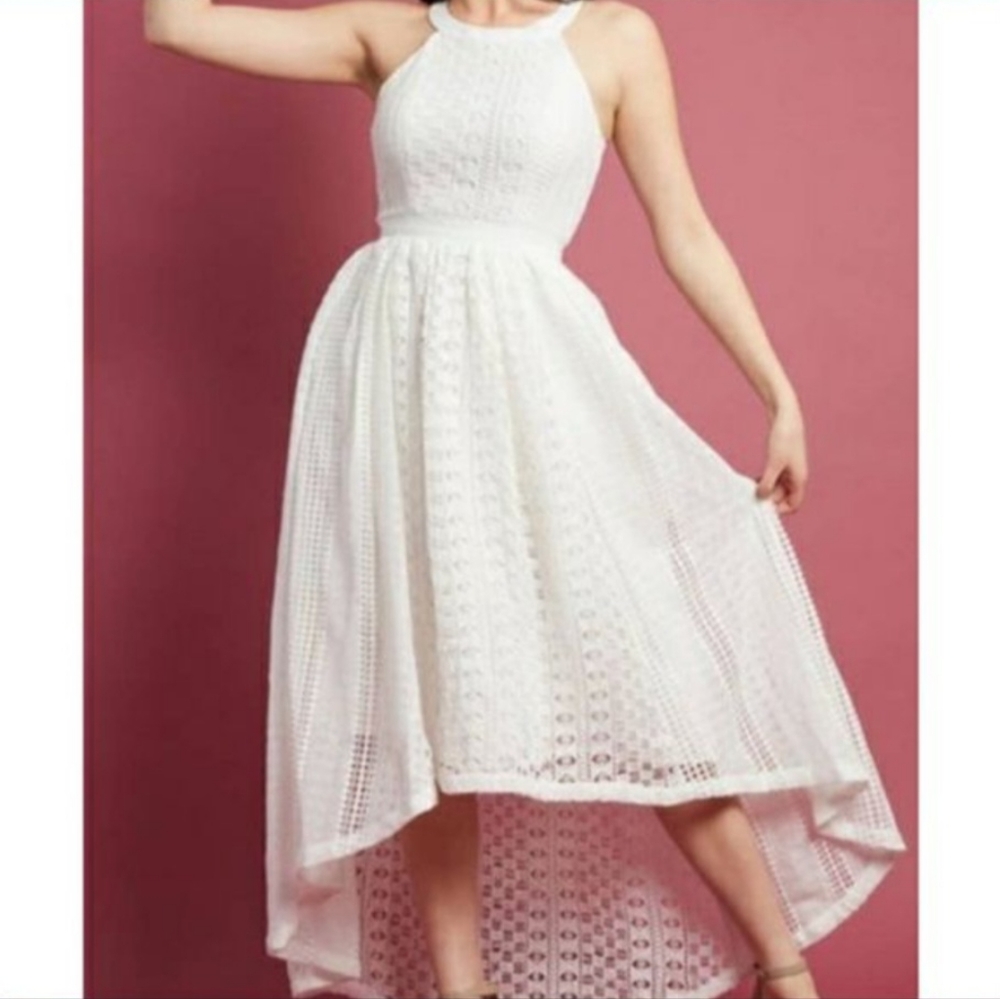 Modcloth White Lace Harmonious Ceremony Hi Low Maxi Dress - Picture 1 of 5